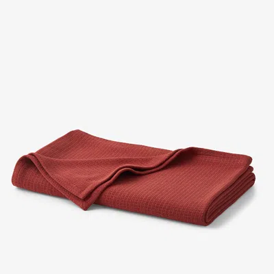 The Company Store Cotton Weave Blanket In Orange/coral