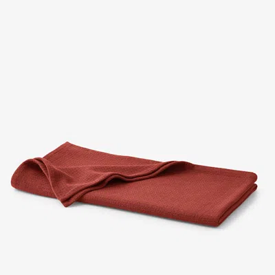 The Company Store Cotton Weave Blanket Throw In Orange/coral