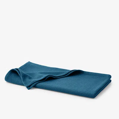 The Company Store Cotton Weave Throw Blanket In Blue/teal/turquoise