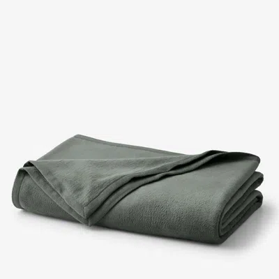 The Company Store Cotton/acrylic Fleece Blanket In Green