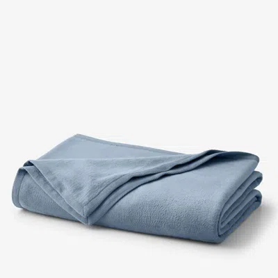 The Company Store Cotton/acrylic Fleece Blanket In Smoke Blue
