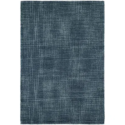 The Company Store Crosshatch Hand Hooked Wool Rug In Blue/navy