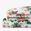 The Company Store Dahlia Classic Cool Cotton Percale Bed Sheet Set In Green/pink/multi