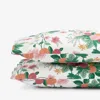The Company Store Dahlia Classic Cool Cotton Percale Pillowcase Set In Green/pink/multi