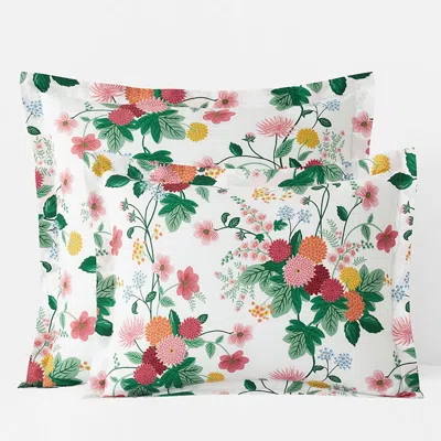 The Company Store Dahlia Classic Cool Cotton Percale Sham In Green/pink/multi
