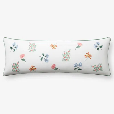 The Company Store Dahlia Decorative Lumbar Pillow Cover In Green/pink/multi