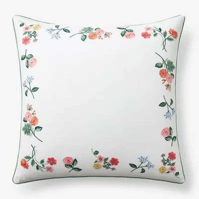 The Company Store Dahlia Decorative Square Pillow Cover In Green/pink/multi
