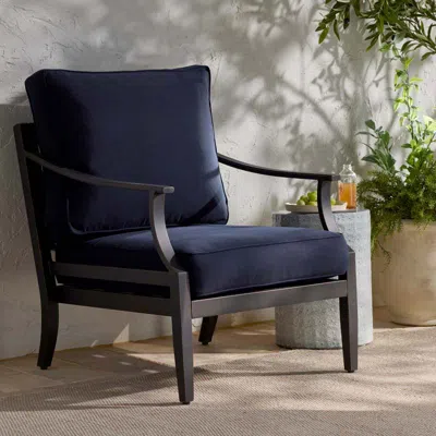 The Company Store Deep Seat Chair & Seatback Cushion In Blue