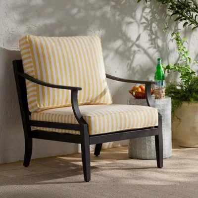 The Company Store Deep Seat Chair & Seatback Cushion In White/yellow