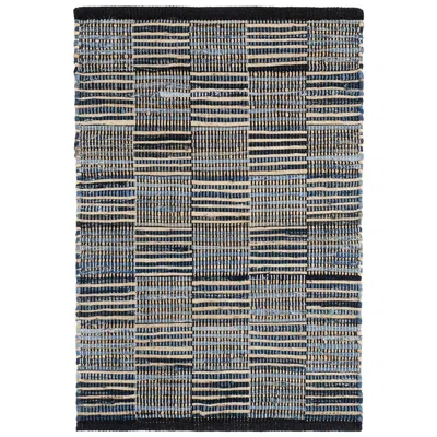 The Company Store Denim Rag Handwoven Gridwork Cotton Rug In Blue