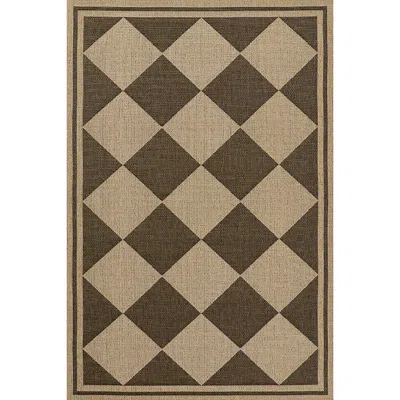 The Company Store Diamond Checkered Outdoor Rug In Black/brown
