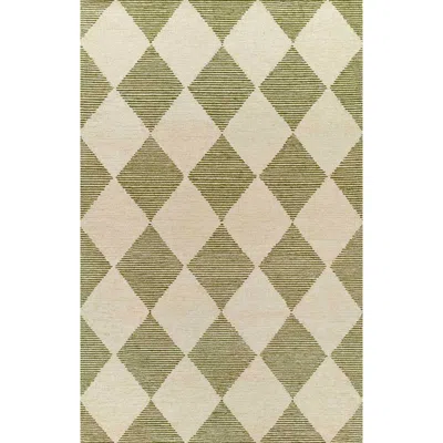 The Company Store Diamond Hand Tufted Wool Rug In Green