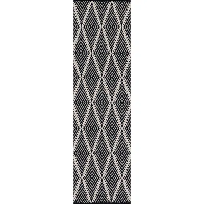 The Company Store Diamond Leaf Handwoven Outdoor Rug In Black