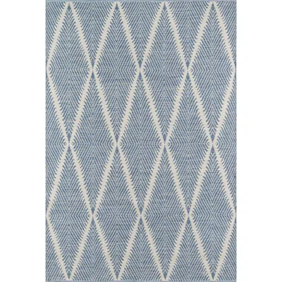 The Company Store Diamond Leaf Handwoven Outdoor Rug In Blue/light Blue