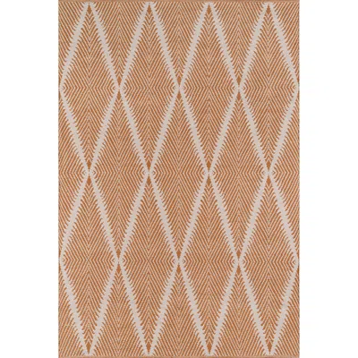 The Company Store Diamond Leaf Handwoven Outdoor Rug In Orange/coral