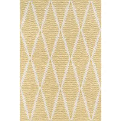 The Company Store Diamond Leaf Handwoven Outdoor Rug In Yellow