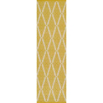 The Company Store Diamond Leaf Handwoven Outdoor Rug In Yellow