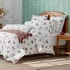 The Company Store Ditsy Dahlia Classic Cool Cotton Percale Duvet Cover In Green/pink/multi