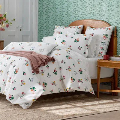 The Company Store Ditsy Dahlia Classic Cool Cotton Percale Duvet Cover In Green/pink/multi