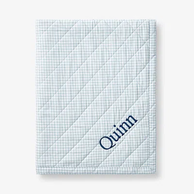 The Company Store Ditsy Gingham Classic Cool Organic Cotton Percale Quilted Reversible Sherpa Stroller Blanket In Blue