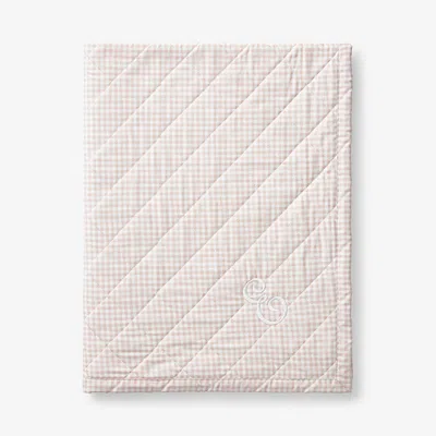 The Company Store Ditsy Gingham Classic Cool Organic Cotton Percale Quilted Reversible Sherpa Stroller Blanket In Pink