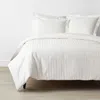 The Company Store Dobby Stripe Classic Smooth Wrinkle-free Sateen Bed Duvet Cover In Ivory