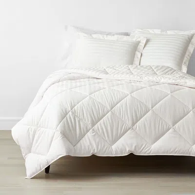 The Company Store Dobby Stripe Classic Smooth Wrinkle-free Sateen Comforter In Ivory