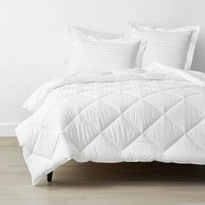 The Company Store Dobby Stripe Classic Smooth Wrinkle-free Sateen Comforter In White
