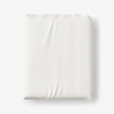 The Company Store Dobby Stripe Classic Smooth Wrinkle-free Sateen Fitted Bed Sheet In Ivory