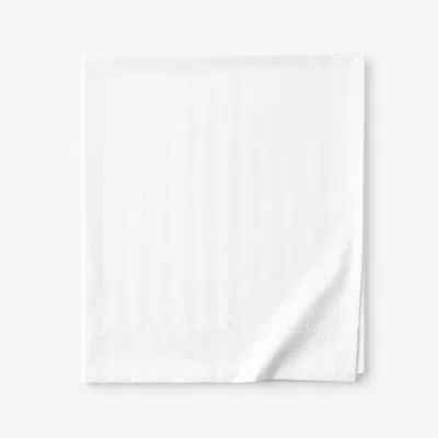 The Company Store Dobby Stripe Classic Smooth Wrinkle-free Sateen Flat Bed Sheet In White