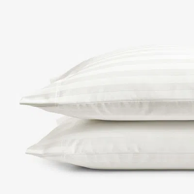 The Company Store Dobby Stripe Classic Smooth Wrinkle-free Sateen Pillowcase Set In Ivory