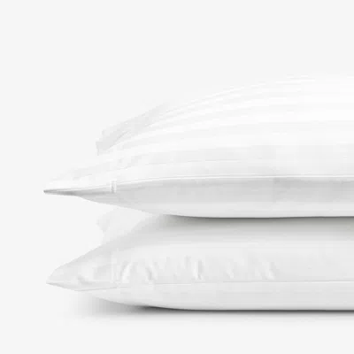 The Company Store Dobby Stripe Classic Smooth Wrinkle-free Sateen Pillowcase Set In White