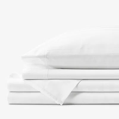 The Company Store Dobby Stripe Classic Smooth Wrinkle-free Sateen Bed Sheet Set In White
