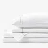 The Company Store Dorset Stripe Luxe Smooth Egyptian Cotton Sateen Bed Sheet Set In Beige/white
