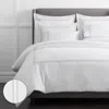 The Company Store Dorset Stripe Luxe Smooth Egyptian Cotton Sateen Duvet Cover In Gray/white
