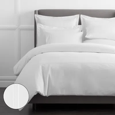 The Company Store Dorset Stripe Luxe Smooth Egyptian Cotton Sateen Duvet Cover In White