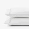 The Company Store Dorset Stripe Luxe Smooth Egyptian Cotton Sateen Pillowcase Set In Beige/white