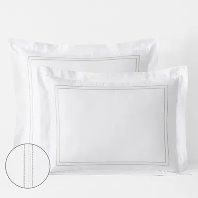 The Company Store Dorset Stripe Luxe Smooth Egyptian Cotton Sateen Sham In Beige/white