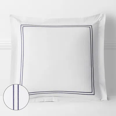The Company Store Dorset Stripe Luxe Smooth Egyptian Cotton Sateen Sham In Blue/white