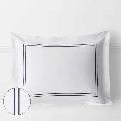 The Company Store Dorset Stripe Luxe Smooth Egyptian Cotton Sateen Sham In Blue/white