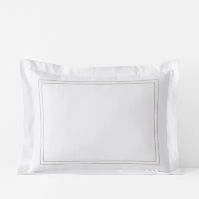 The Company Store Dorset Stripe Luxe Smooth Egyptian Cotton Sateen Sham In White