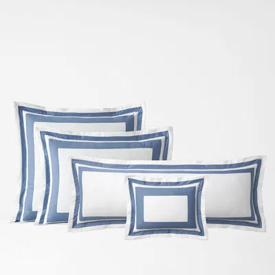 The Company Store Double Border Classic Smooth Wrinkle-free Sateen Sham In Blue/white