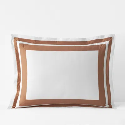 The Company Store Double Border Classic Smooth Wrinkle-free Sateen Sham In Brown