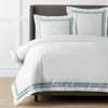 The Company Store Double Border Premium Smooth Supima® Cotton Wrinkle-free Sateen Duvet Cover In Blue/white
