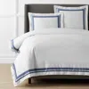 The Company Store Double Border Premium Smooth Supima® Cotton Wrinkle-free Sateen Duvet Cover In Blue/white