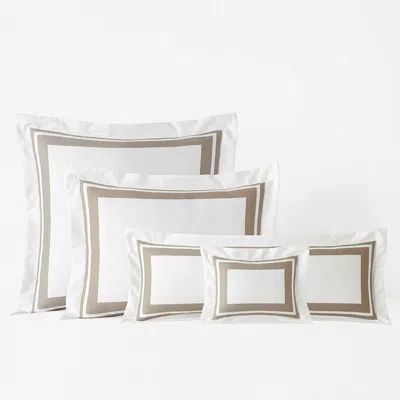 The Company Store Double Border Premium Smooth Supima® Cotton Wrinkle-free Sateen Sham In Beige/white