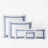 The Company Store Double Border Premium Smooth Supima® Cotton Wrinkle-free Sateen Sham In Blue/white