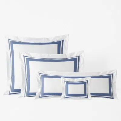 The Company Store Double Border Premium Smooth Supima® Cotton Wrinkle-free Sateen Sham In Blue/white