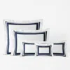 The Company Store Double Border Premium Smooth Supima® Cotton Wrinkle-free Sateen Sham In Blue/white