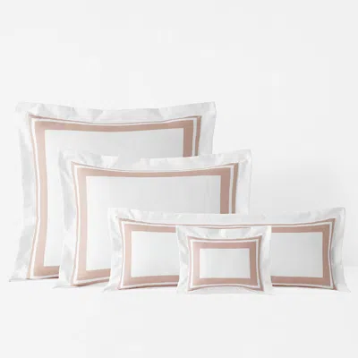 The Company Store Double Border Premium Smooth Supima® Cotton Wrinkle-free Sateen Sham In Pink/white
